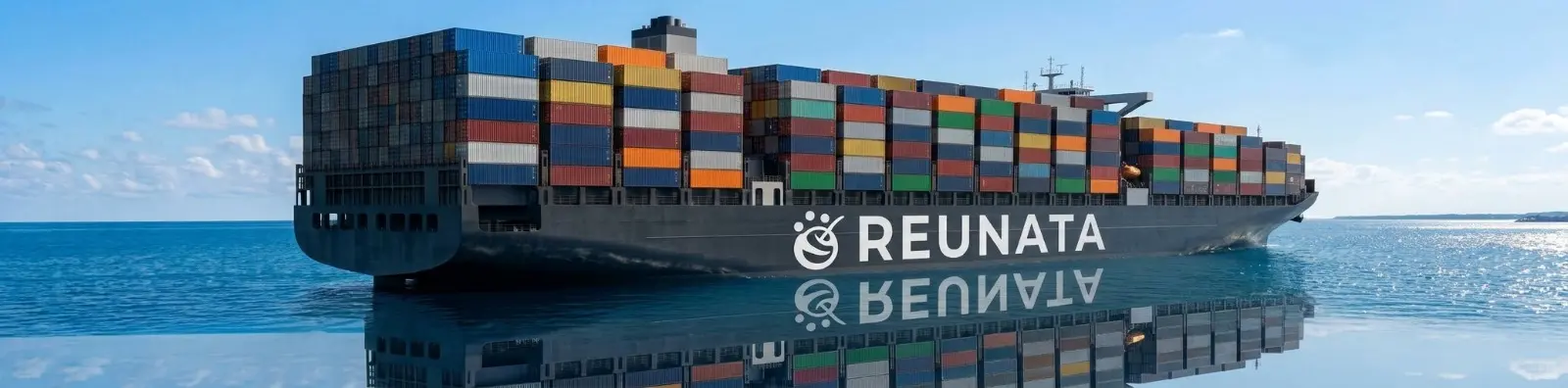Barco portacontenedores con el logo de Reunata